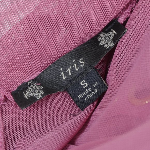 Iris Mauve Pink Sheer Mock Neck Long Sleeve Corset Lace Up SZ S Sexy Y2K Dress - Picture 2 of 14